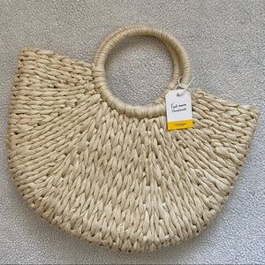 L'OCCITANE Boho Braided Straw Tote Bag with Bright Yellow Liner | Handmade